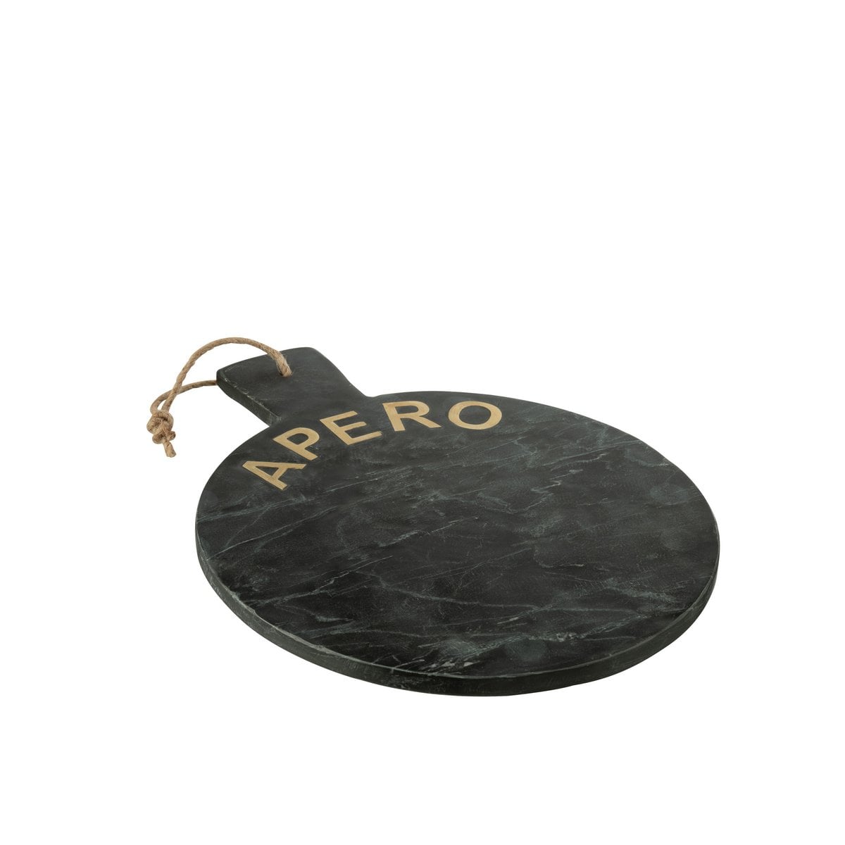Planche à découper J-Line Apero Round Marble - vue de face avec marbre noir et doré