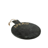 Planche à découper J-Line Apero Round Marble - vue de face avec marbre noir et doré