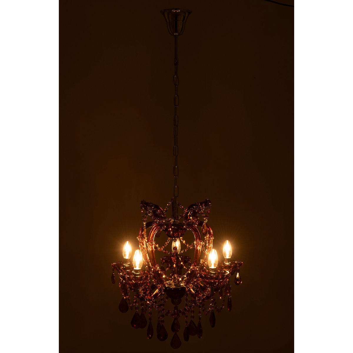 Détail de la lampe à suspension J-Line Kand Antique, mettant en valeur le verre marron.