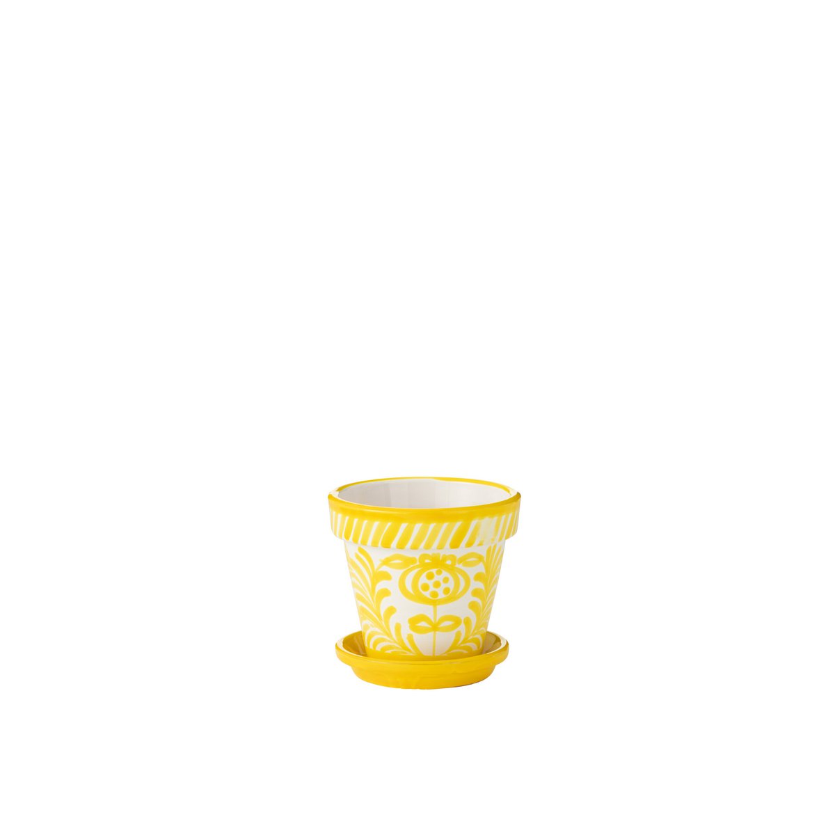 Pot de fleurs J-Line Grenade en céramique jaune, vue de face