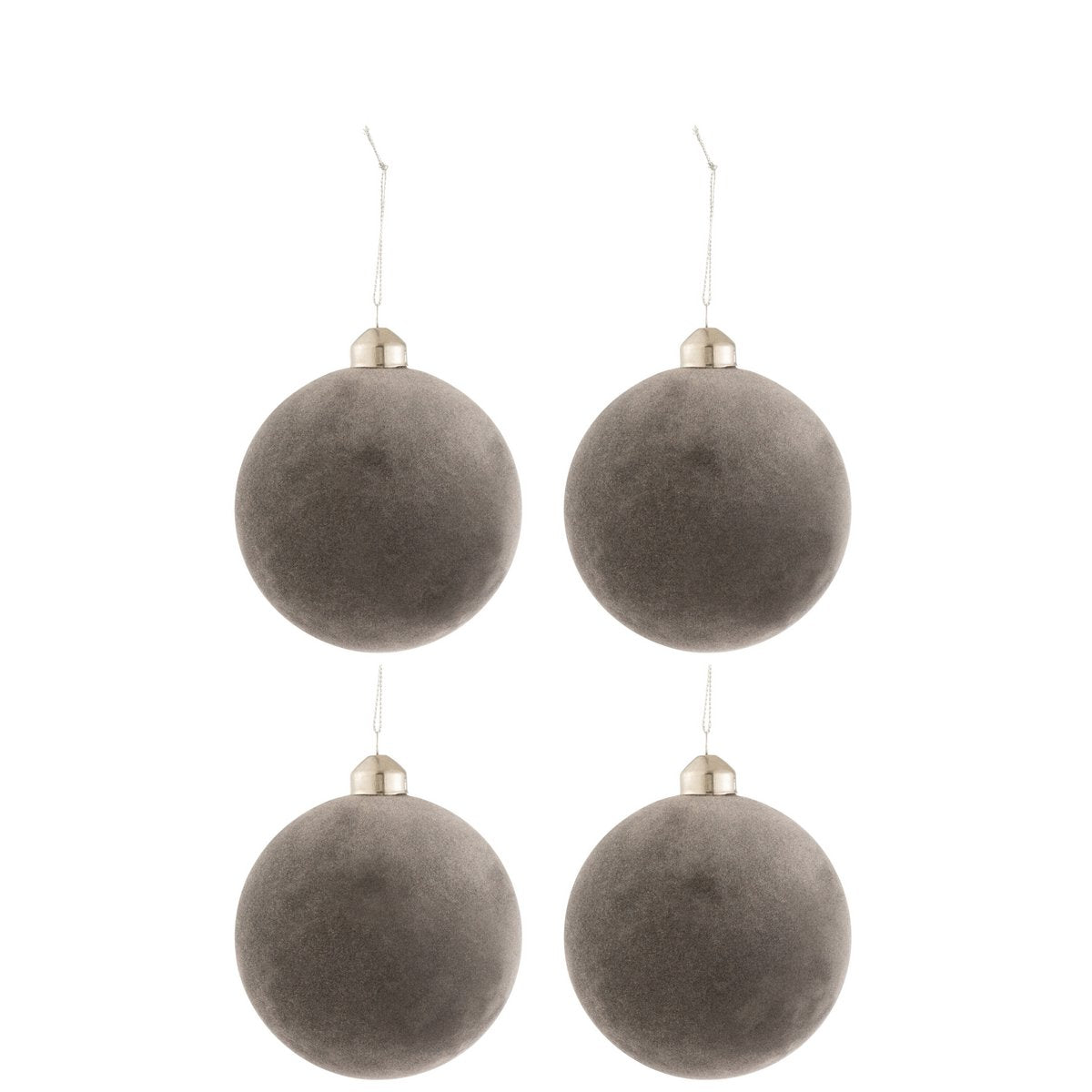 Boule de Noël en velours et verre gris J-Line, vue de face
