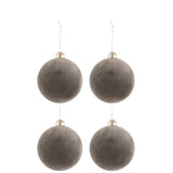 Boule de Noël en velours et verre gris J-Line, vue de face