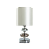 Tissu, lampe de table "Mali", lampe de table en métal et matériau textile, blanc, avec douille E14, pour salle à manger, salon, couloir ou bureau, lampe de table pour salon ou salle à manger, lampe de chevet 28,5 cm de haut