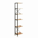 Étagère étroite en métal et MDF, détail des étagères et du cadre