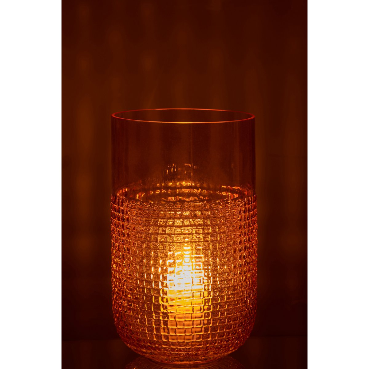 Vase J-Line Pattern en verre orange, détail du motif