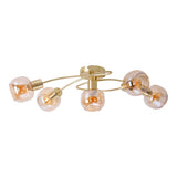 Le plafonnier / plafond "en laiton" Libby ", lampe au plafond classique en métal de couleur en laiton et en verre teinté en ambre, avec socket E14, pour salle à manger, salon, couloir ou bureau, 65,5 cm de long