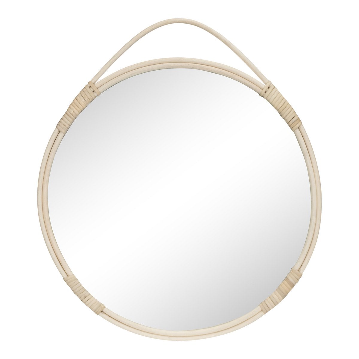 Miroir Malo en rotin naturel, diamètre 50 cm, style bohème
