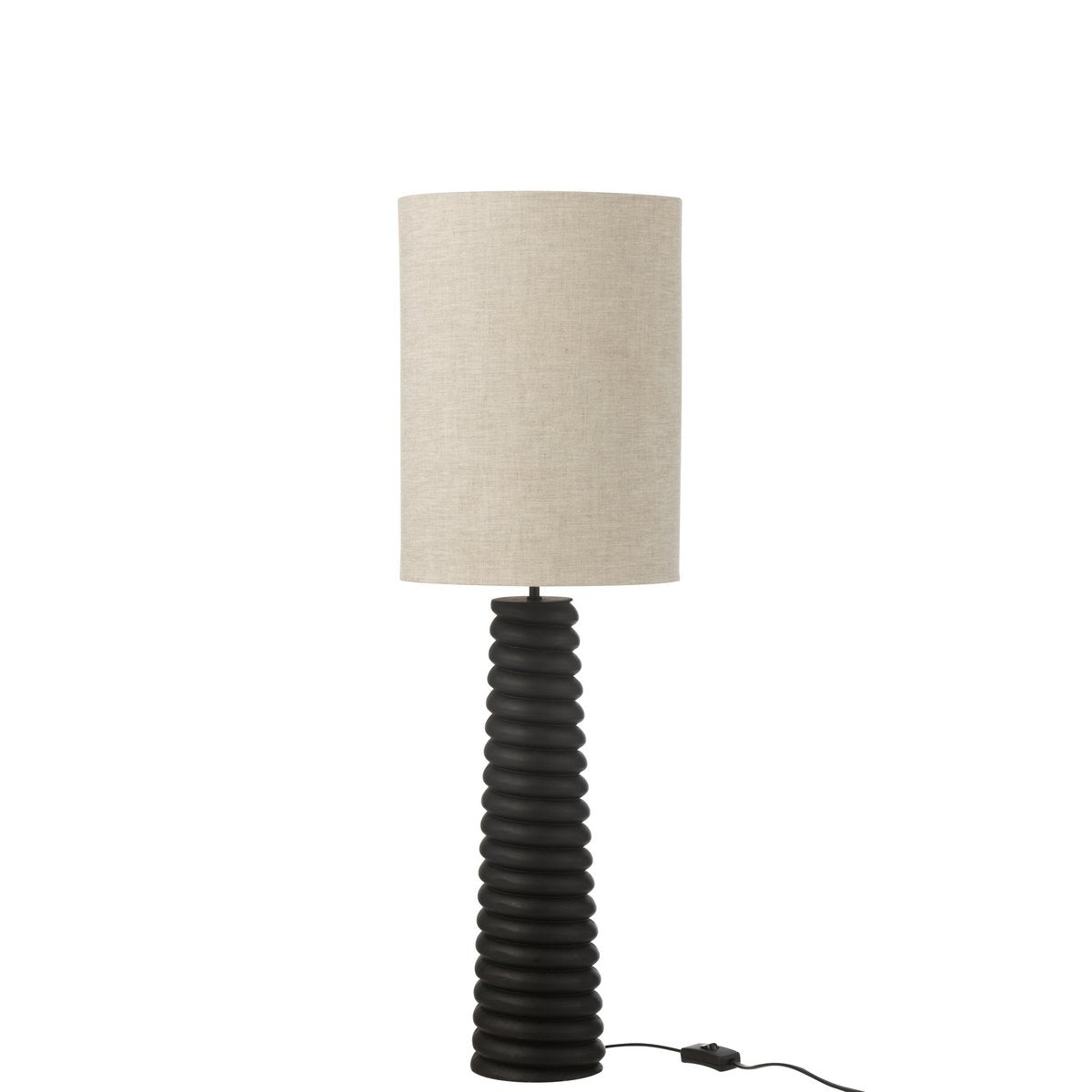 Détail du luminaire J-LIGNE LAMBRE, mettant en avant le design industriel en bois