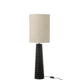 Détail du luminaire J-LIGNE LAMBRE, mettant en avant le design industriel en bois