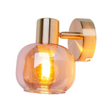 Place mural en verre "Libby", lampe murale classique en métal de couleur en laiton et verre teinté en ambre, avec douille E14, pour salle à manger, salon, couloir ou bureau, 16 cm