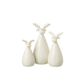 Lot de 3 figurines J-Line Renne en porcelaine - ambiance festive