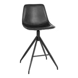 Chaise de Comptoir Monaco en cuir PU noir avec pieds en métal, vue de face.
