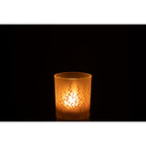 Détail du bougeoir J-Line Sally, verre transparent et orange