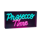 Décoration de "Time du Prosecco" LED Light pour 30 x 15 cm, en bleu et en magenta-rouge