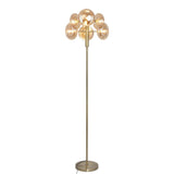 Lampe debout "Orion" env. 165 cm de haut, fait de métal et de verre de couleur en laiton à Amber, G9 Base, éclairage pour le salon, la salle à manger ou le bureau.