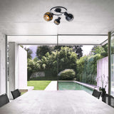 Mur à 3 places et plafond Rondel Spot "Casco" en métal en noir, et or, avec version E27, Øca. 48 cm. Éclairage élégant pour le salon, la salle à manger ou la cuisine.