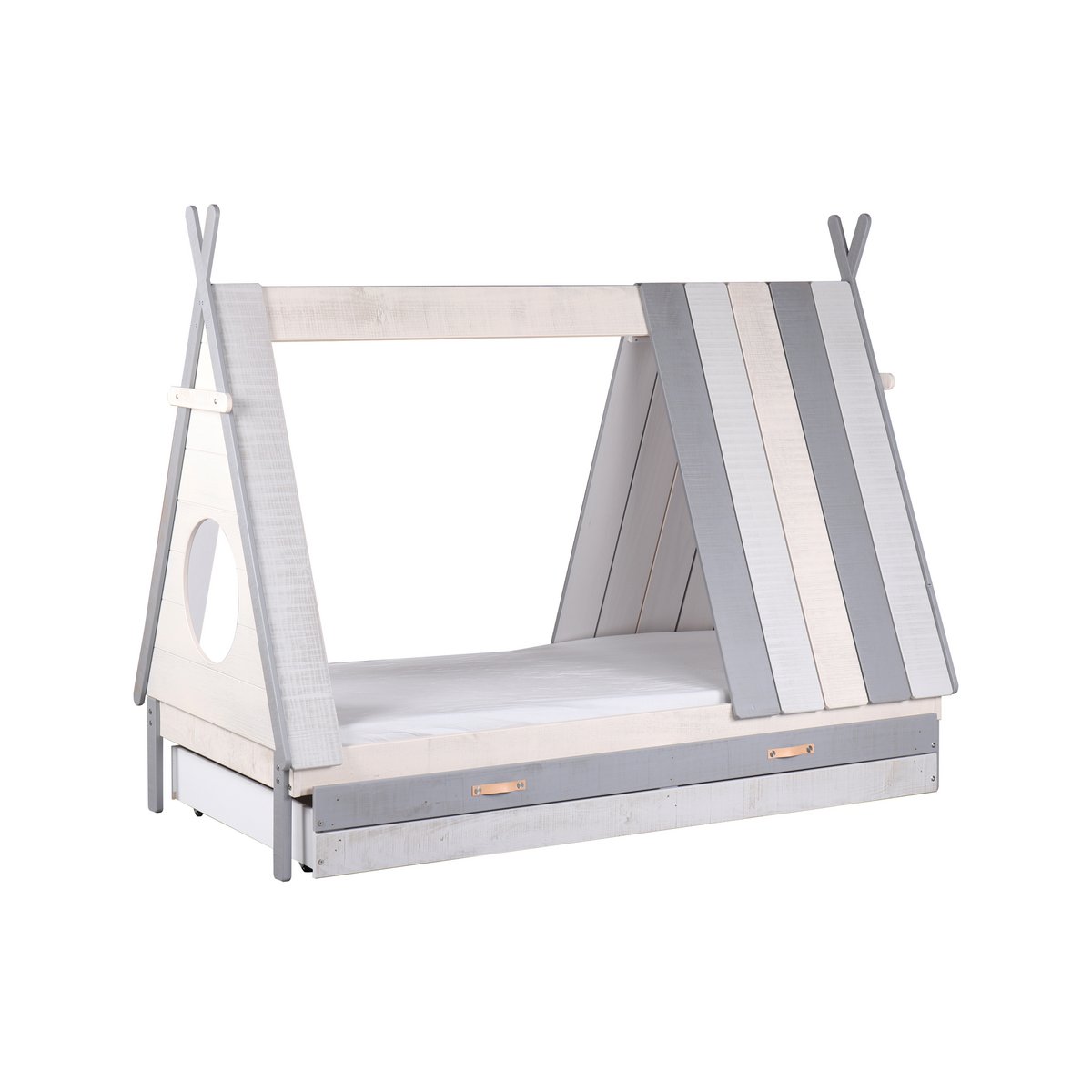 Lit enfant moderne avec tiroir en MDF blanc et gris