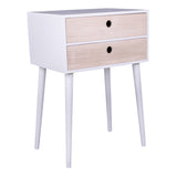 Table d'appoint Rimini avec cadre blanc et tiroirs bois naturel