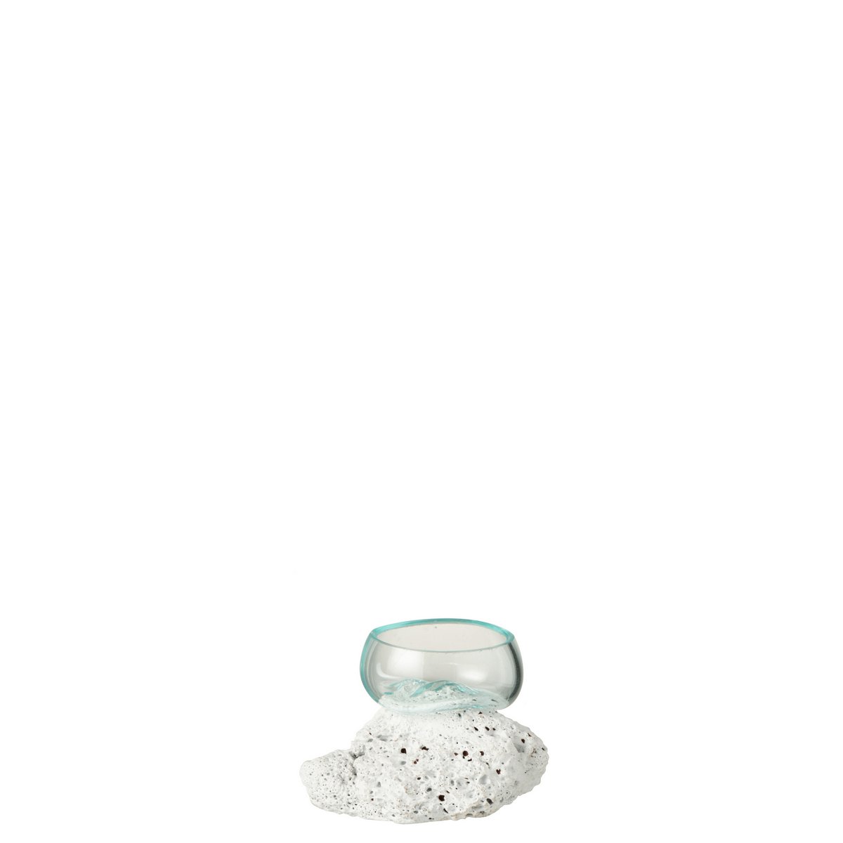 Vase J-Line en verre blanc, vue latérale montrant sa transparence
