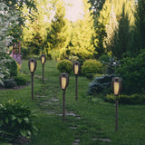 5 coffre-bas de terre LED Set "Torche" 45 cm en plastique gris, avec LED intégrée, lumière solaire pour l'extérieur