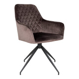 Chaise de salle à manger Harbo en velours brun clair avec pieds en métal noir