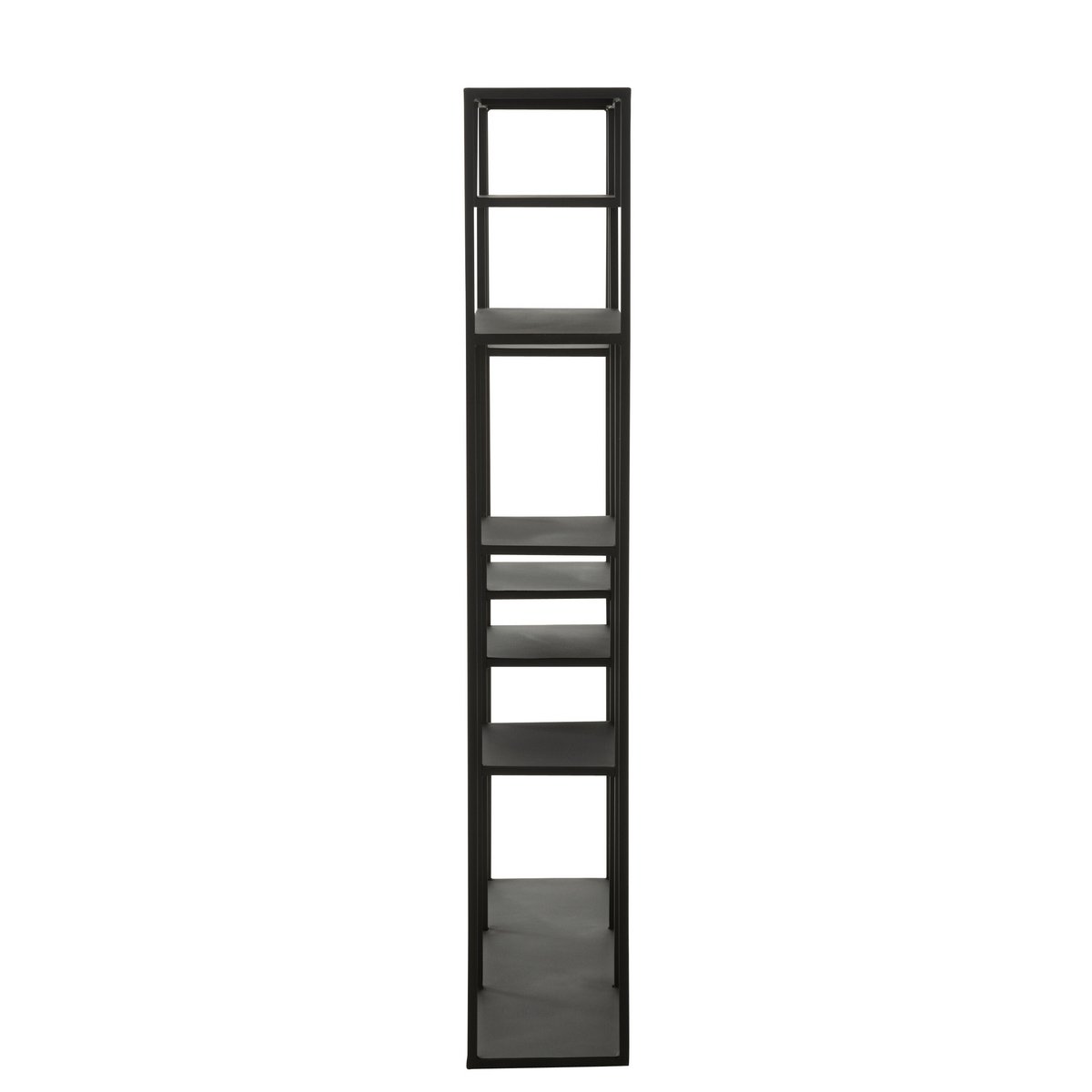 Détail de l'étagère J-Line en métal noir, design moderne