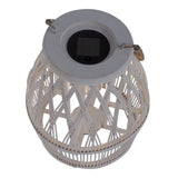 DÉCOLOR SOLAIRE LED "KORBINIAN" pour le jardin et la terrasse en bois et en rotin de nature, lampe solaire 34 cm de haut