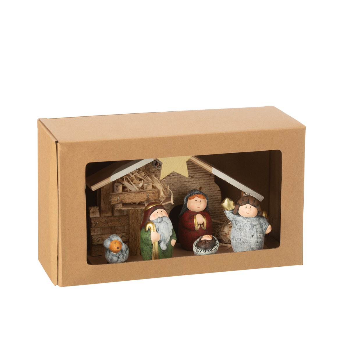 Vue latérale de la crèche LED J-Line en porcelaine multicolore