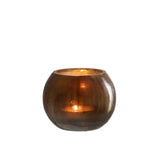 Lanterne J-Line Lines en verre marron foncé, vue de face