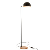 Lampe à plancher Evy en métal noir et bois naturel, vue de face