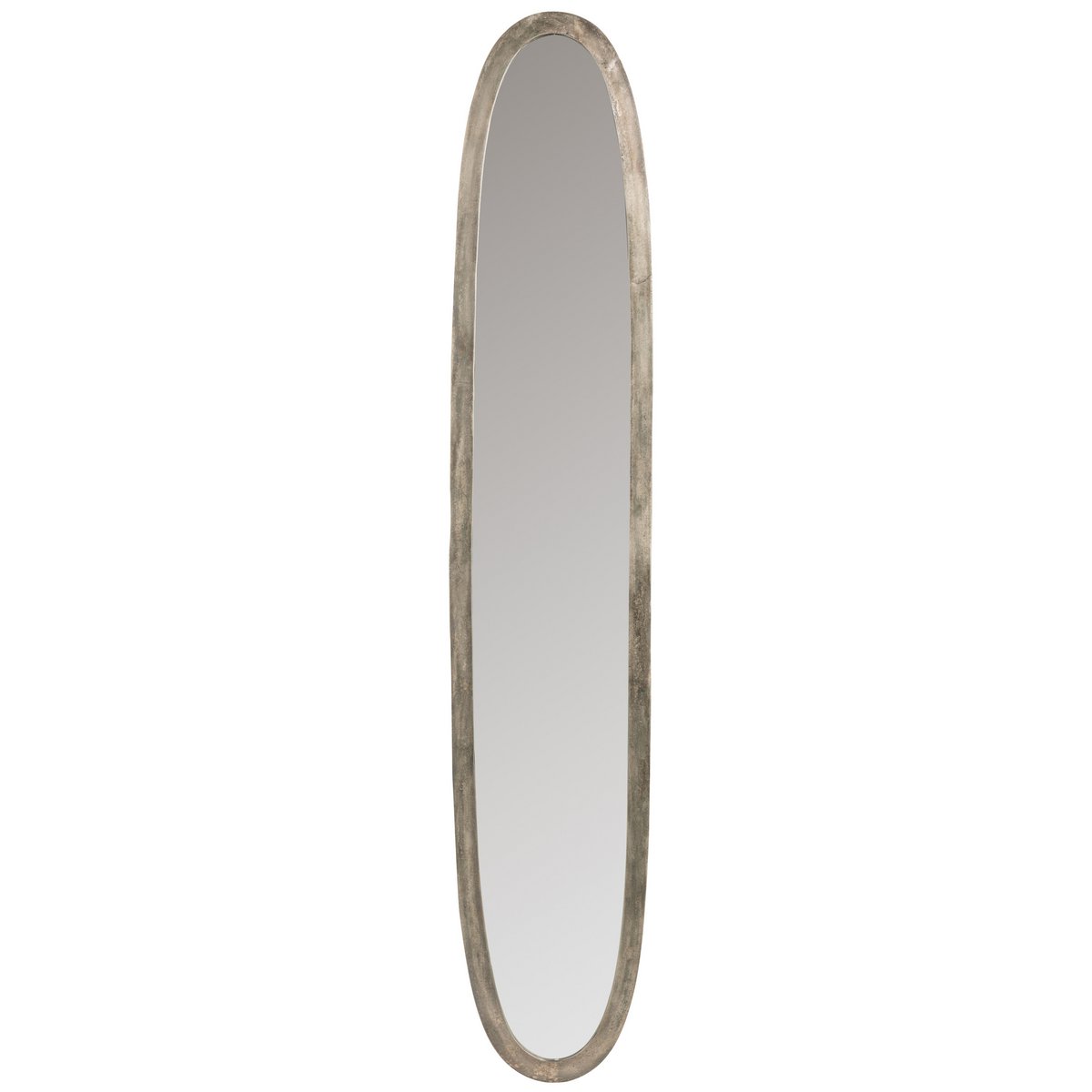 Miroir ovale J-Line en aluminium gris antique, élégant et raffiné