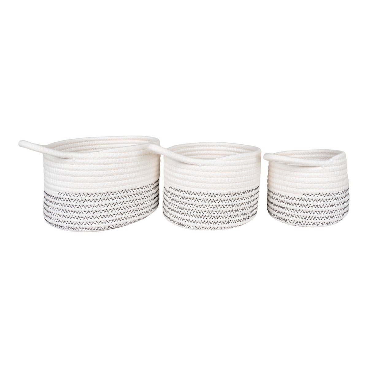 Ensemble de 3 paniers Algar en coton blanc et gris