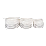 Ensemble de 3 paniers Algar en coton blanc et gris