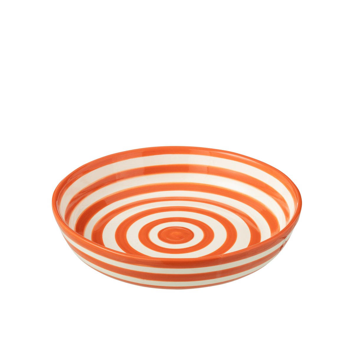 Bol J-Line Kom Grenade Stripes en céramique blanche et orange, design unique