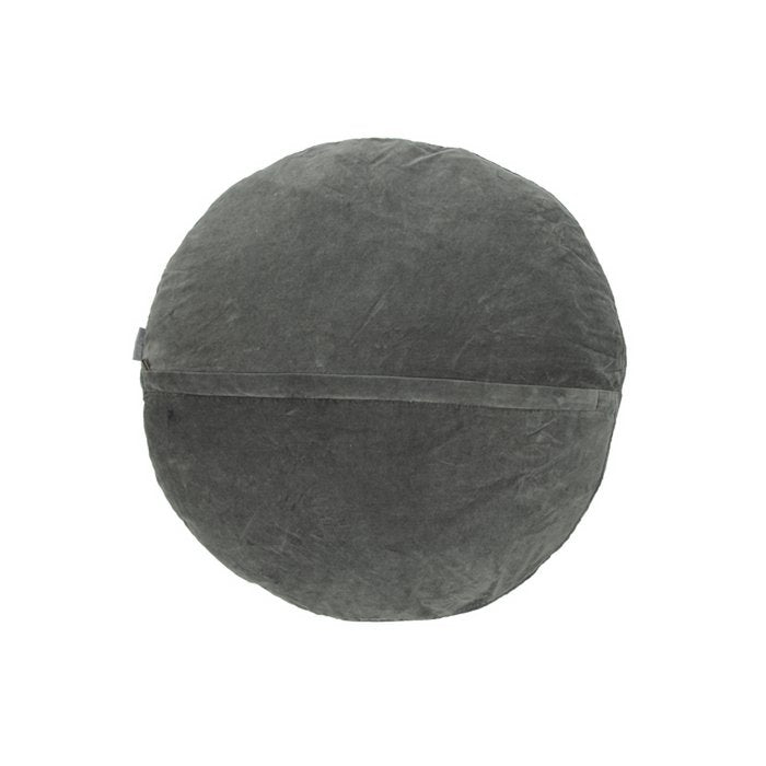 Coussin rond en velours volants gris foncé 60cm
