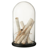 Cloche en verre beige J-Line, mise en scène sur une table