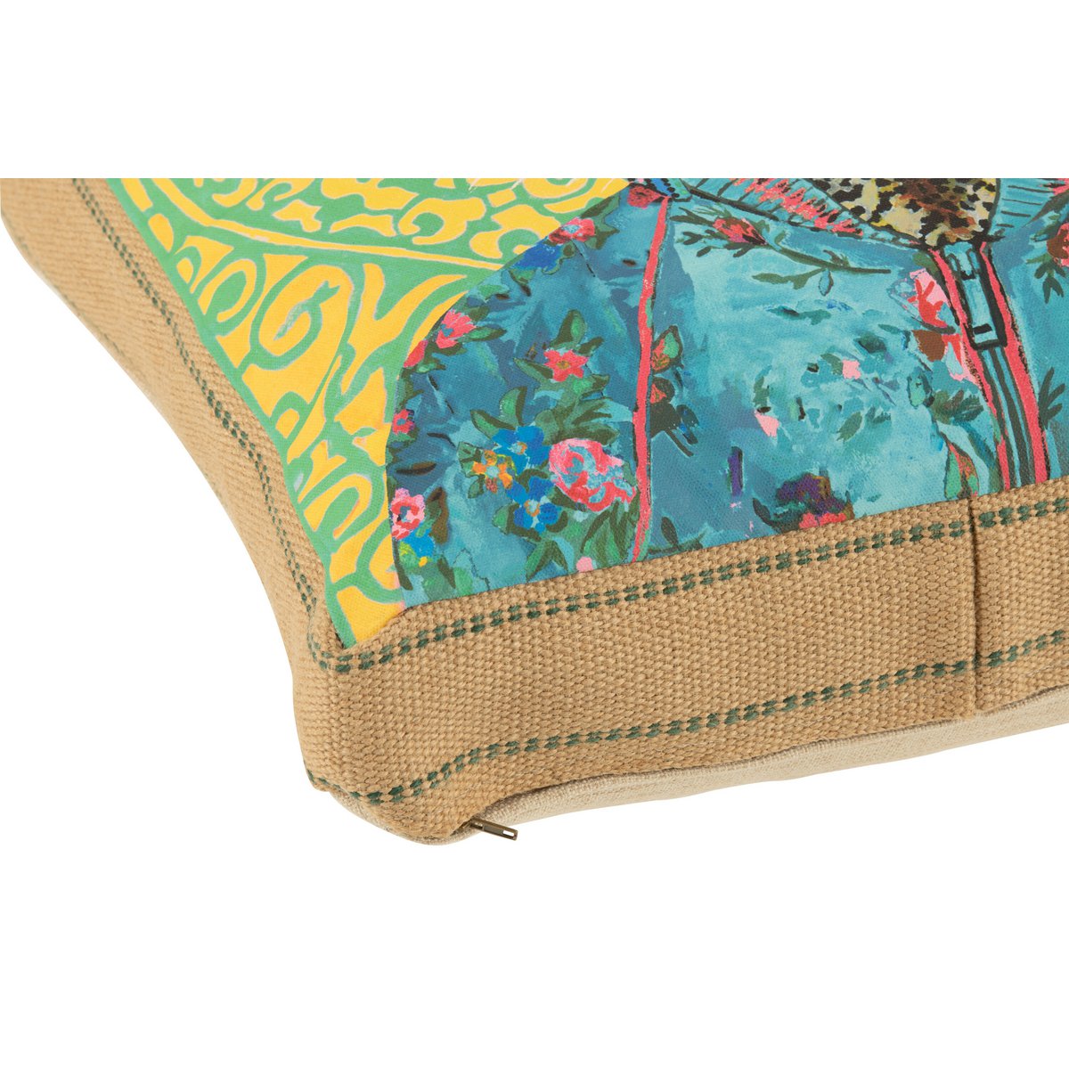 Coussin J-Line Tiger Pop Art - vue latérale avec détails textiles