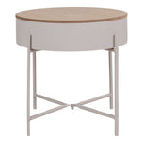 Sisco Side Table vue de face, acier thermolaqué beige-gris