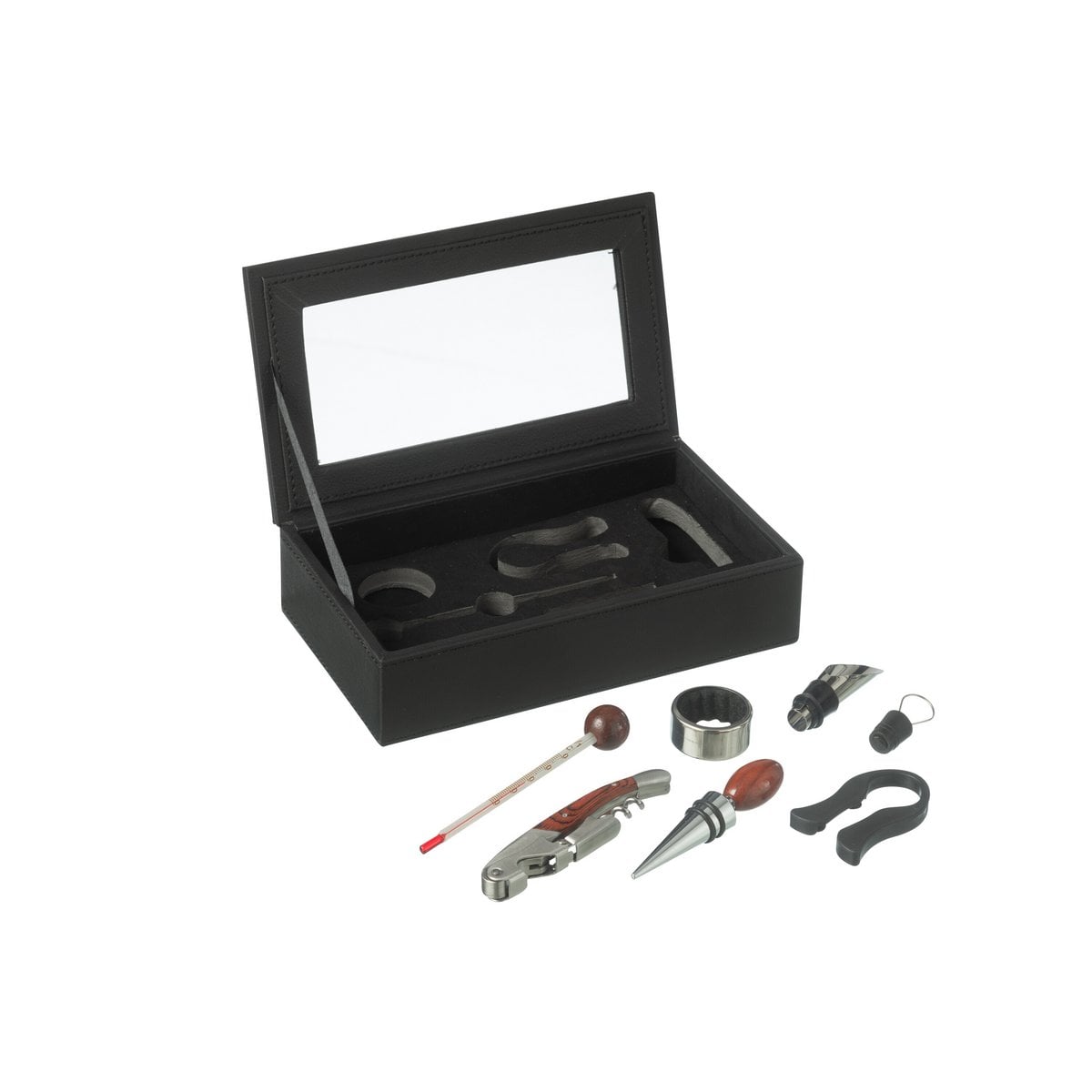 Coffret vin J-Line fermé, design élégant en bois et noir