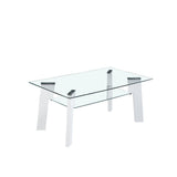 Vue latérale de la table basse montrant les pieds en bois MDF