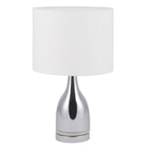 Lampe de table LED Cosima en chrome et blanc, vue de face