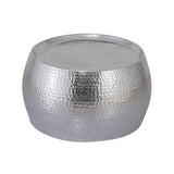 Table basse 2 Set Dakar autour de Ø 55/43 x H 30/28 cm en aluminium argenté martelé