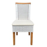 Chaises de salle à manger Ensemble chaises de rotin Perth 4 pièces blancs de table de salle à manger chaises de panier durable