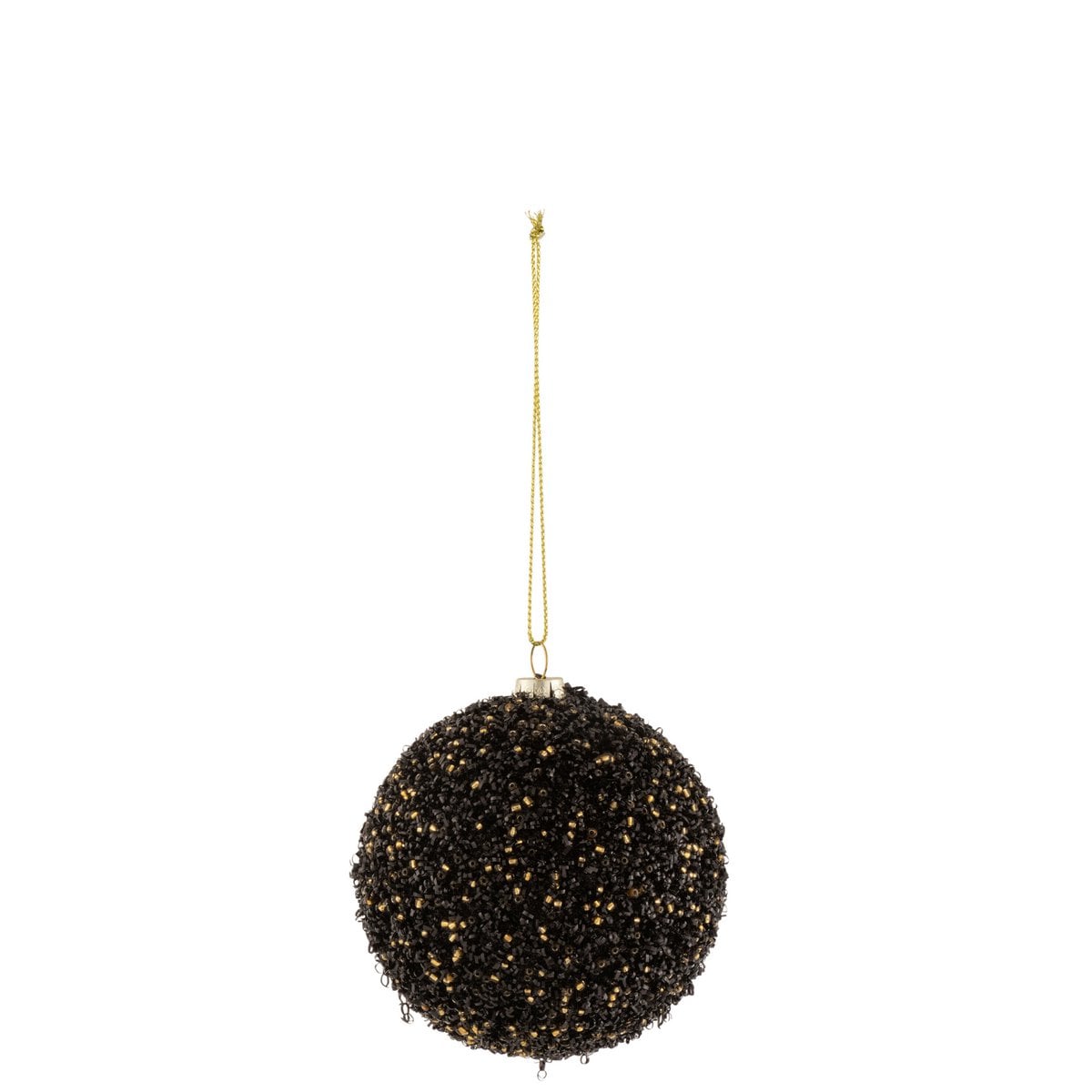 Boule de Noël Glitter J-Line noir et or, vue de face