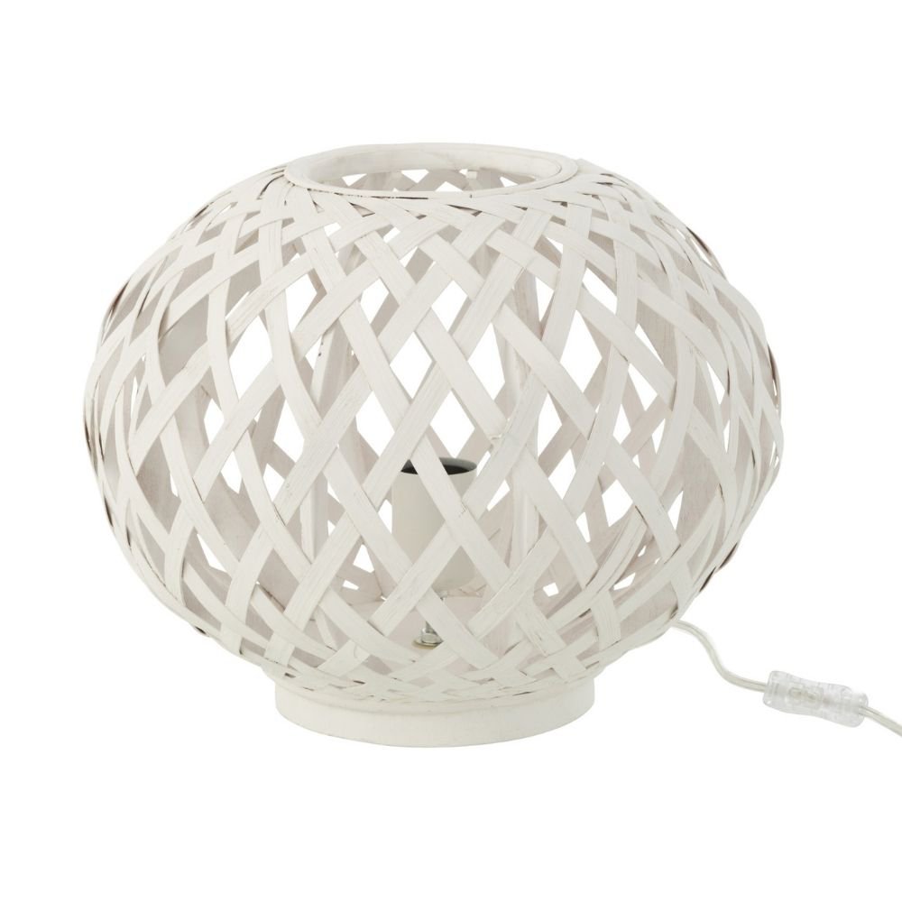 Lampe J-Line en bambou blanc vue de face avec design élégant