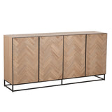 Buffet J-Line 4 portes Zigzag - bois/métal - naturel/noir