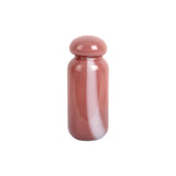 Vase Dulce Raya en verre or rosé avec rayures blanches, vue de face