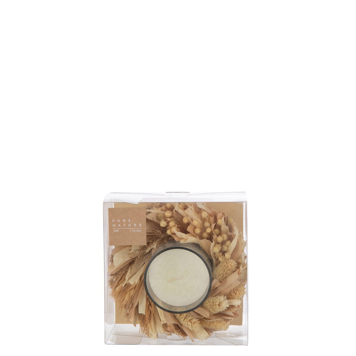 Bougie J-Line ronde en verre blanc, élégante et raffinée