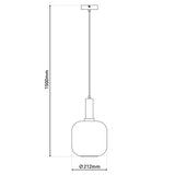 Lampe à 1 pendentif "Fumo", lampe à pendentif en métal et en verre en noir, avec une douille E14, pour salle à manger, salon, couloir ou bureau, lampe suspendue 150 x 20 cm