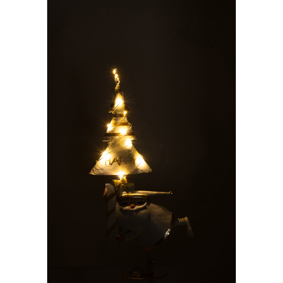 Détails de la figurine Arbre du Père Noël J-Line - finition dorée et blanche